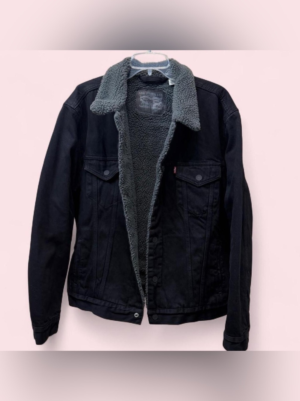 Men’s Levi’s Sherpa Lined Denim Trucker Jacket Black Large